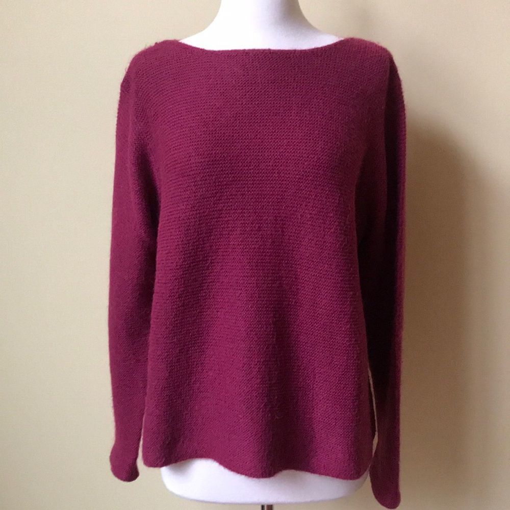 SBJ Fuchsia Boat Neck Mohair Mix Sweater